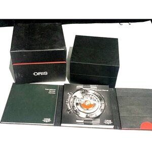 Oris Watch Box Presentation Black Red Cardboard Gift Empty With Booklet